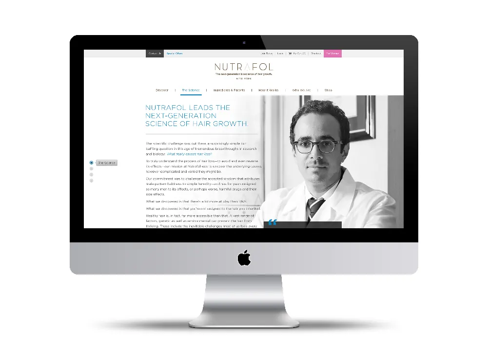The Nutrafol website on a desktop screen