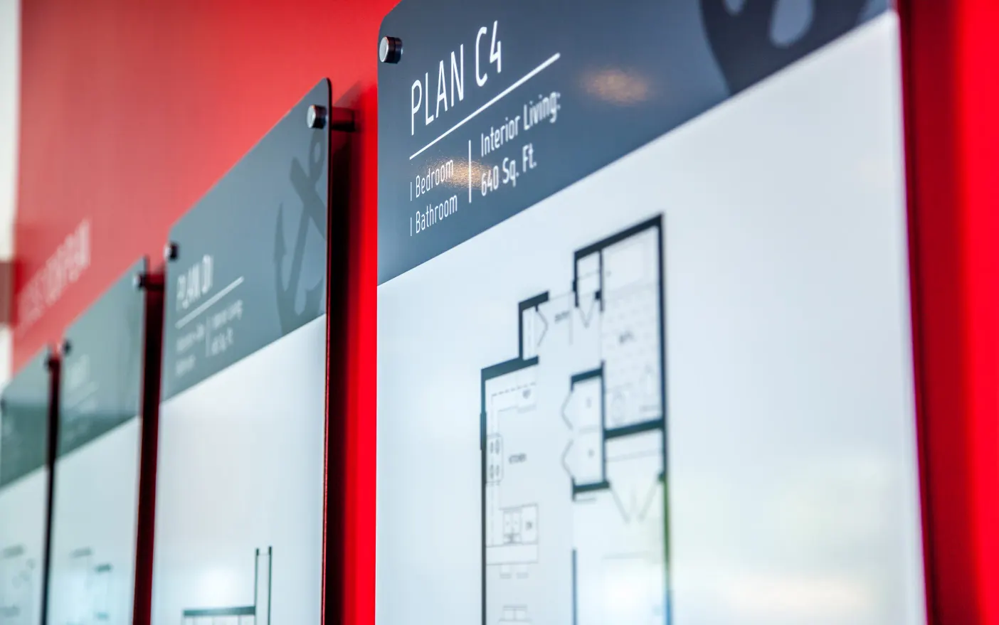 Floor plan boards in the sales centre