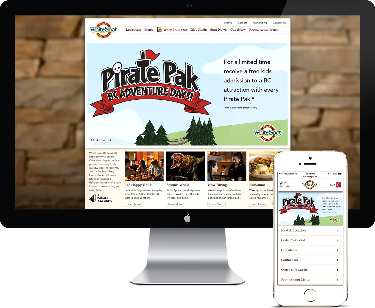 White Spot Pirate Pak page on desktop and mobile