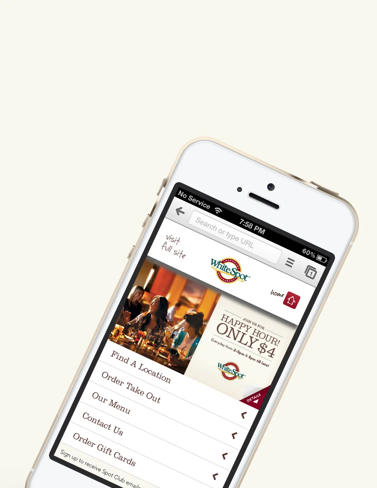 White Spot mobile site