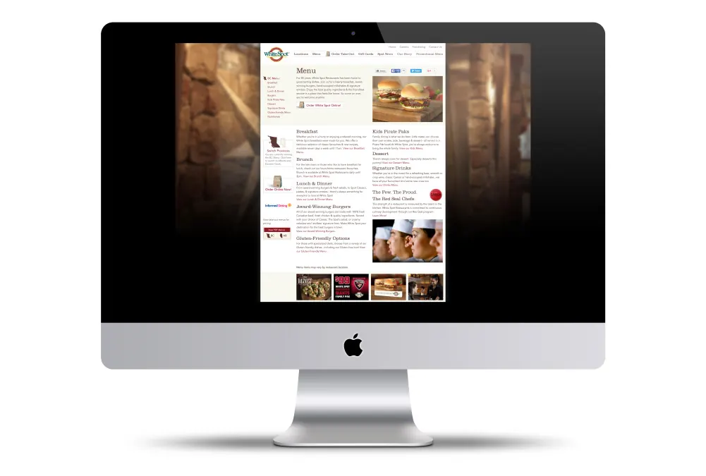 White Spot website on a desktop screen